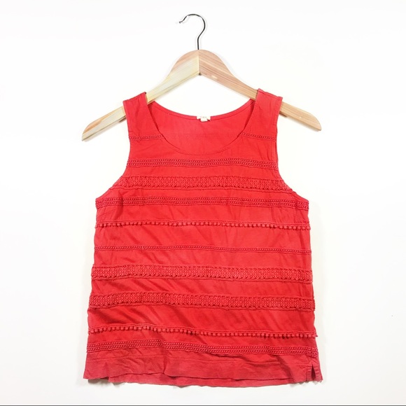 J.Crew | XS | Orange Tank Lace-Stripe Shell - Picture 3 of 5